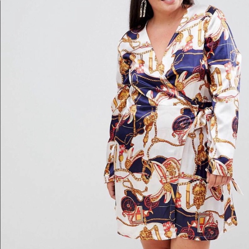 Scarf Print Wrap Dress
